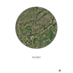Affiche Delphes – Poster vue satellite 0.5km Couleur | Gravura – Fond clair