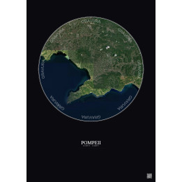 Affiche Pompeii – Poster vue satellite 30km Couleur | Gravura – Fond foncé