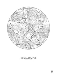 Affiche Kuala Lumpur – Poster carte de ville 10km | Gravura – Fond clair 2