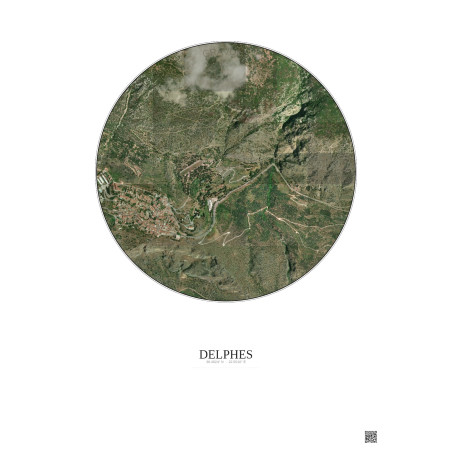 Delphes Satellite View Poster 1km Color | Gravura – Light background
