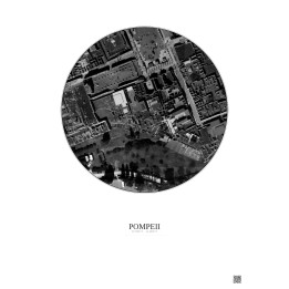 Affiche Pompeii – Poster vue satellite 0.1km N&B | Gravura – Fond clair