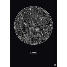 Affiche Pompeii – Poster vue satellite 1km N&B | Gravura – Fond foncé