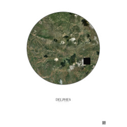 Affiche Delphes – Poster vue satellite 5km Couleur | Gravura – Fond clair