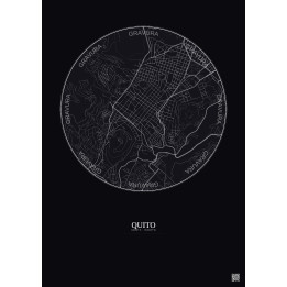 Affiche Quito – Poster carte de ville 2.5km | Gravura – Fond foncé