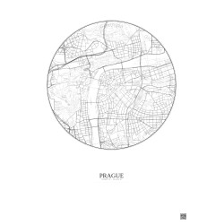Affiche Prague – Poster carte de ville 2.5km | Gravura – Fond clair
