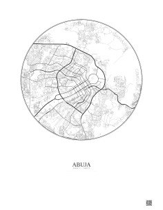 Affiche Abuja – Poster carte de ville 10km | Gravura – Fond clair 2