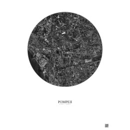 Affiche Pompeii – Poster vue satellite 2.5km N&B | Gravura – Fond clair