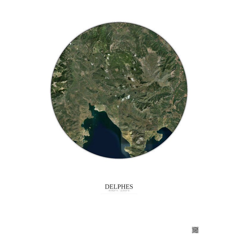 Delphes Satellite View Poster 20km Color | Gravura – Light background