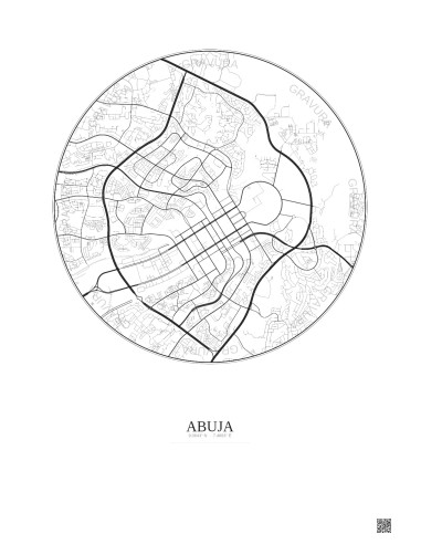 Abuja City Map Poster 6km | Gravura – Light background
