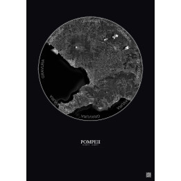 Affiche Pompeii – Poster vue satellite 20km N&B | Gravura – Fond foncé