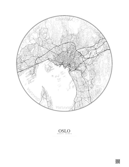 Affiche Oslo – Poster carte de ville 10km | Gravura – Fond clair