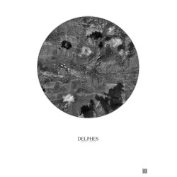 Affiche Delphes – Poster vue satellite 2.5km N&B | Gravura – Fond clair