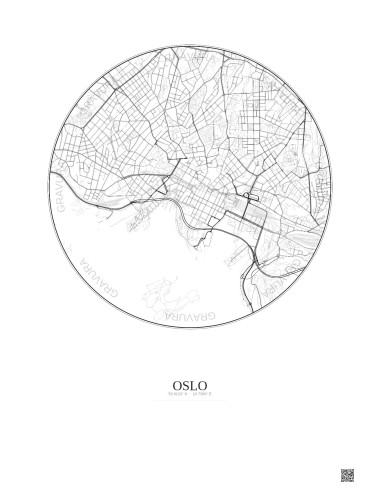 Affiche Oslo – Poster carte de ville 2.5km | Gravura – Fond clair