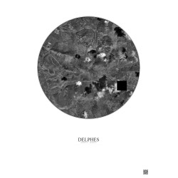 Affiche Delphes – Poster vue satellite 5km N&B | Gravura – Fond clair
