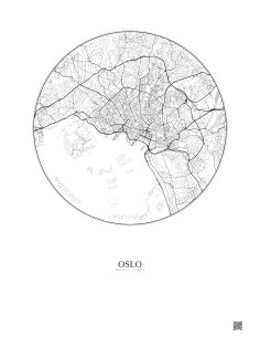 Affiche Oslo – Poster carte de ville 6km | Gravura – Fond clair 2