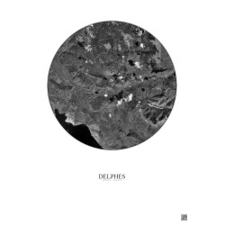 Affiche Delphes – Poster vue satellite 10km N&B | Gravura – Fond clair