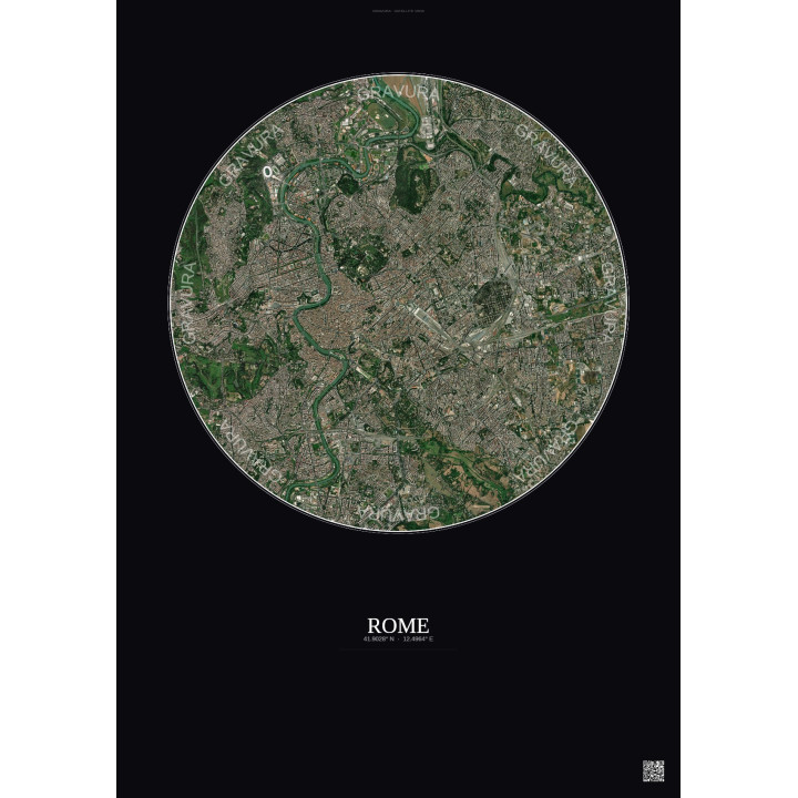 Affiche Rome – Poster vue satellite 6km Couleur | Gravura – Fond foncé