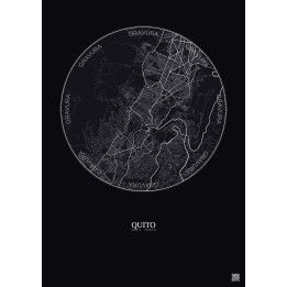 Affiche Quito – Poster carte de ville 6km | Gravura – Fond foncé