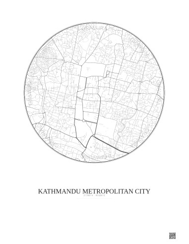 Affiche Kathmandu Metropolitan City – Poster carte de ville 2.5km | Gravura – Fond clair