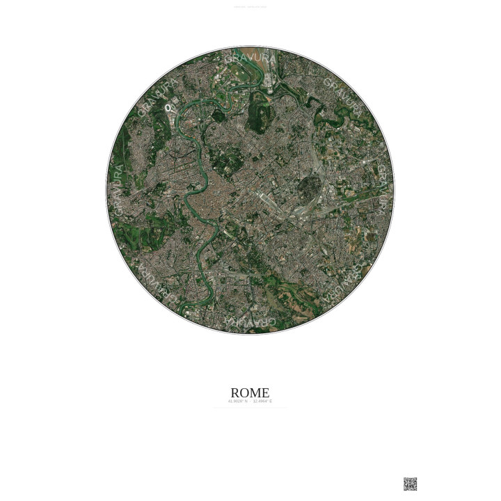 Affiche Rome – Poster vue satellite 6km Couleur | Gravura – Fond clair
