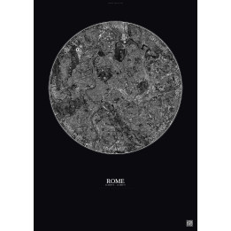 Affiche Rome – Poster vue satellite 6km N&B | Gravura – Fond foncé