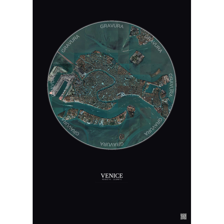 Affiche Venice – Poster vue satellite 2.5km Couleur | Gravura – Fond foncé