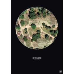 Affiche Olympie – Poster vue satellite 0.1km Couleur | Gravura – Fond foncé