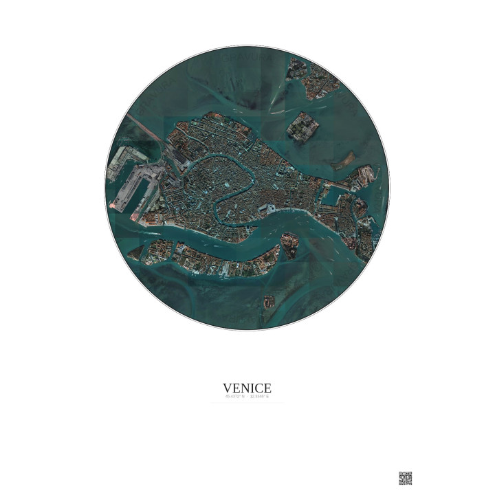 Affiche Venice – Poster vue satellite 2.5km Couleur | Gravura – Fond clair