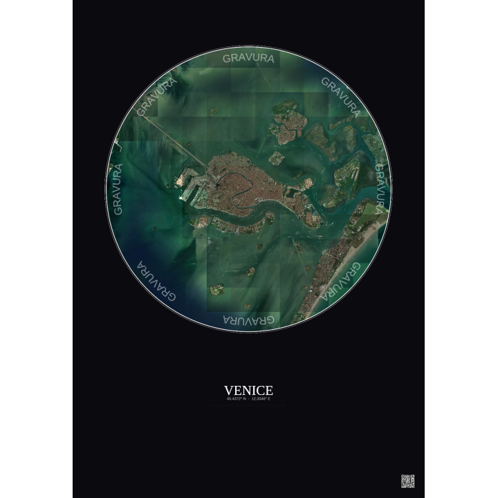Affiche Venice – Poster vue satellite 5km Couleur | Gravura – Fond foncé