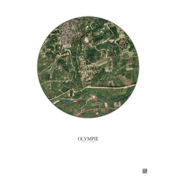 Affiche Olympie – Poster vue satellite 1km Couleur | Gravura – Fond clair