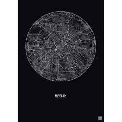 Affiche Berlin – Poster carte de ville 10km | Gravura – Fond foncé