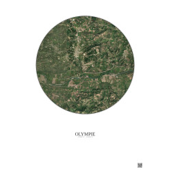 Affiche Olympie – Poster vue satellite 2.5km Couleur | Gravura – Fond clair