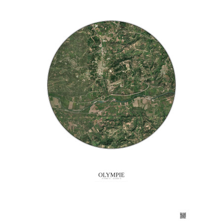Affiche Olympie – Poster vue satellite 2.5km Couleur | Gravura – Fond clair