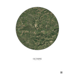 Affiche Olympie – Poster vue satellite 5km Couleur | Gravura – Fond clair