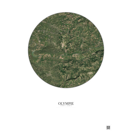 Affiche Olympie – Poster vue satellite 5km Couleur | Gravura – Fond clair