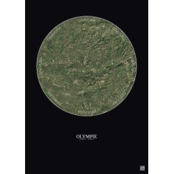Affiche Olympie – Poster vue satellite 10km Couleur | Gravura – Fond foncé