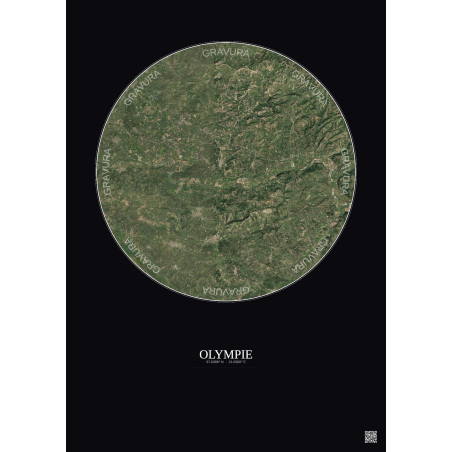 Affiche Olympie – Poster vue satellite 10km Couleur | Gravura – Fond foncé