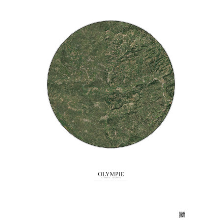 Olympie Satellite View Poster 10km Color | Gravura – Light background