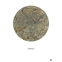 Affiche Amman – Poster vue satellite 10km Couleur | Gravura – Fond clair