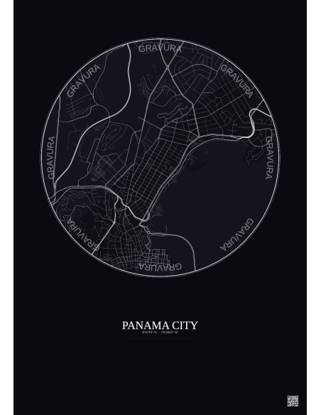 Panama City City Map Poster 2.5km | Gravura – Dark background