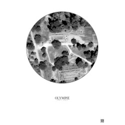 Affiche Olympie – Poster vue satellite 0.1km N&B | Gravura – Fond clair