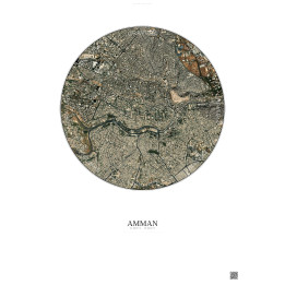 Affiche Amman – Poster vue satellite 2.5km Couleur | Gravura – Fond clair