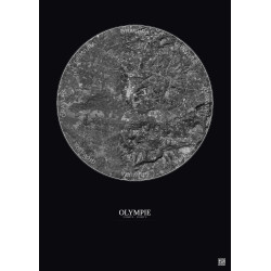 Affiche Olympie – Poster vue satellite 5km N&B | Gravura – Fond foncé