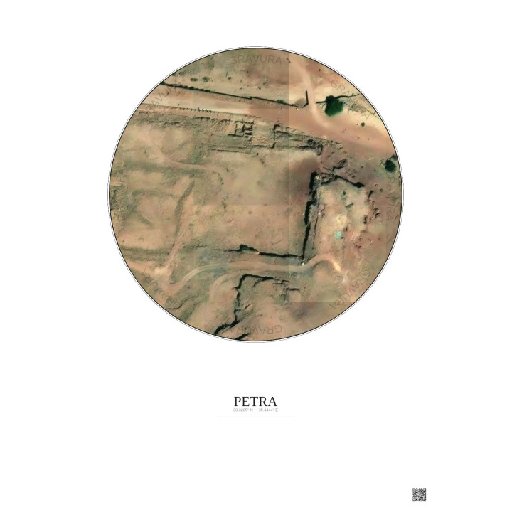 Affiche Petra – Poster vue satellite 0.1km Couleur | Gravura – Fond clair