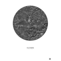 Affiche Olympie – Poster vue satellite 5km N&B | Gravura – Fond clair