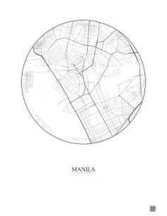 Affiche Manila – Poster carte de ville 2.5km | Gravura – Fond clair 2