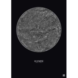 Affiche Olympie – Poster vue satellite 10km N&B | Gravura – Fond foncé