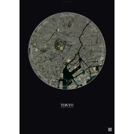 Affiche Tokyo – Poster vue satellite 6km Couleur | Gravura – Fond foncé