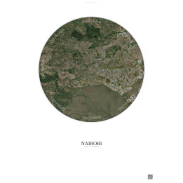 Affiche Nairobi – Poster vue satellite 10km Couleur | Gravura – Fond clair