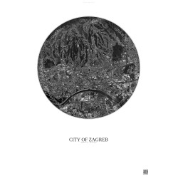 Affiche City Of Zagreb – Poster vue satellite 6km N&B | Gravura – Fond clair